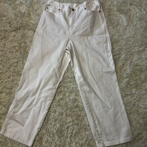 JM Collection White Stretch Waist Denim Straight Leg Jeans Women's Size 12 Reg